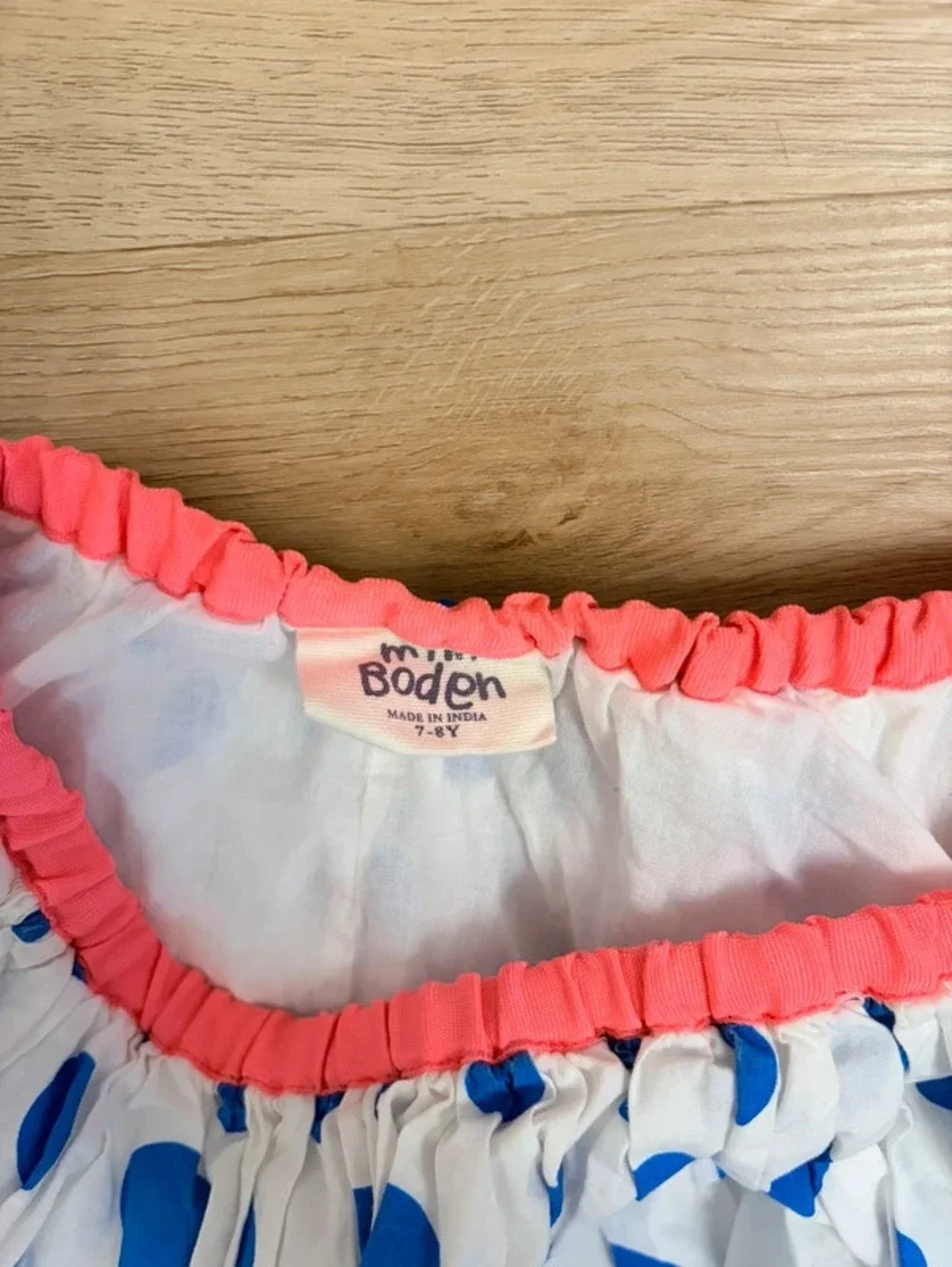 Mini Boden Girls Blue Polka Dot Skirt 7-8Y